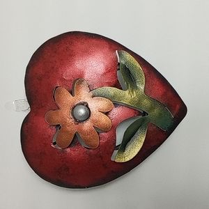 Metal Heart with flower, wall art decor.